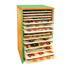 20’li Puzzle Dolabı 33x33 cm 20 adet kulplu ahşap puzzle seti