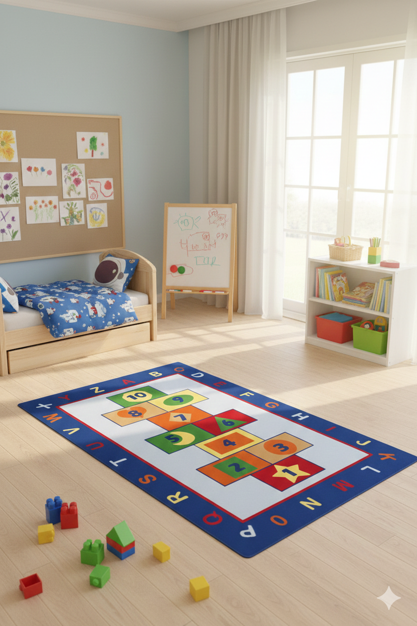 Sayı ve şekilli anaokulu seksek halısı