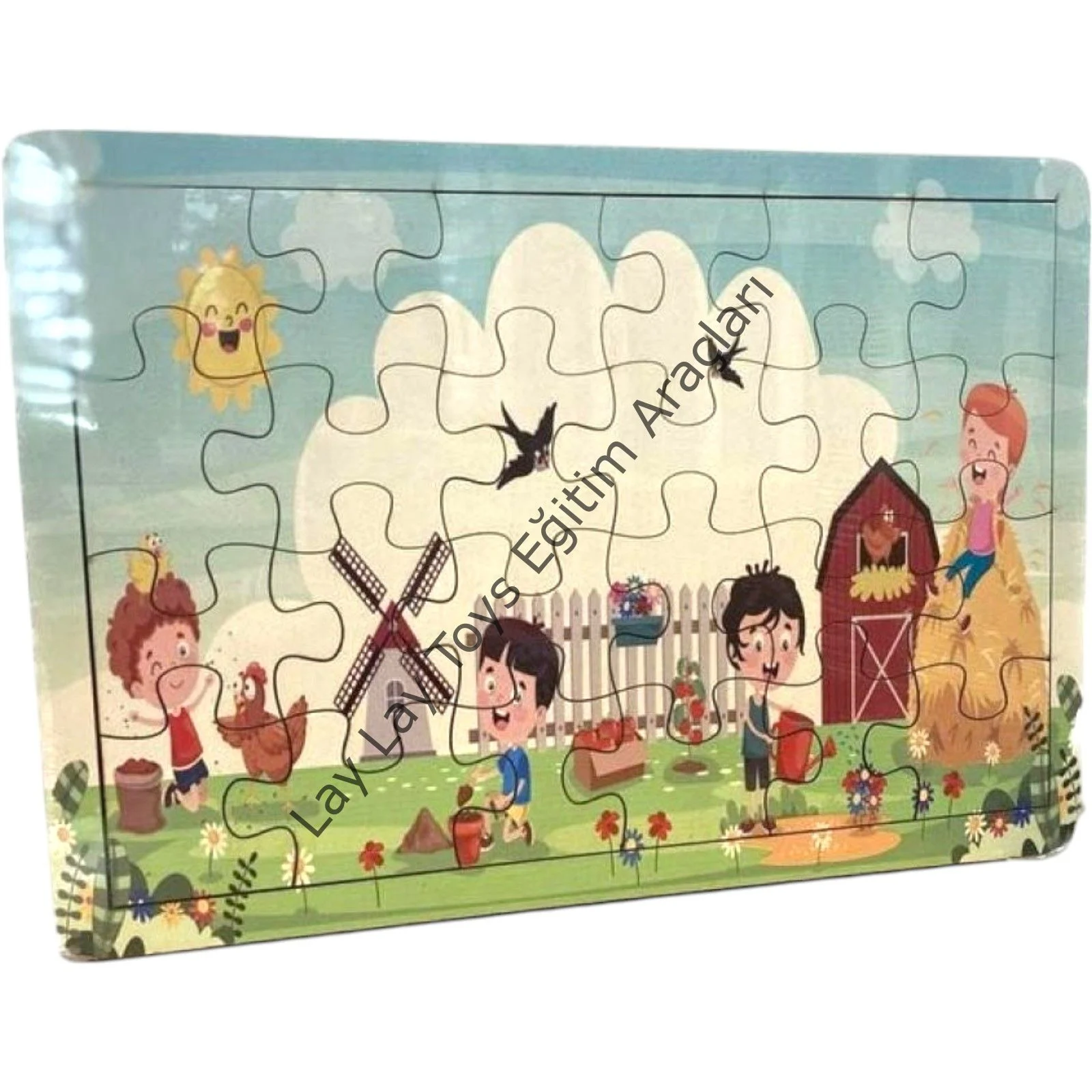 Ahşap çiftlikte tatil puzzle anaokulu ve kreşler için eğitici çocuk puzzle seti