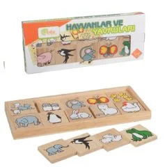 Anaokulu ve kreş için hayvan ve yavru eşleştirme ahşap oyuncak