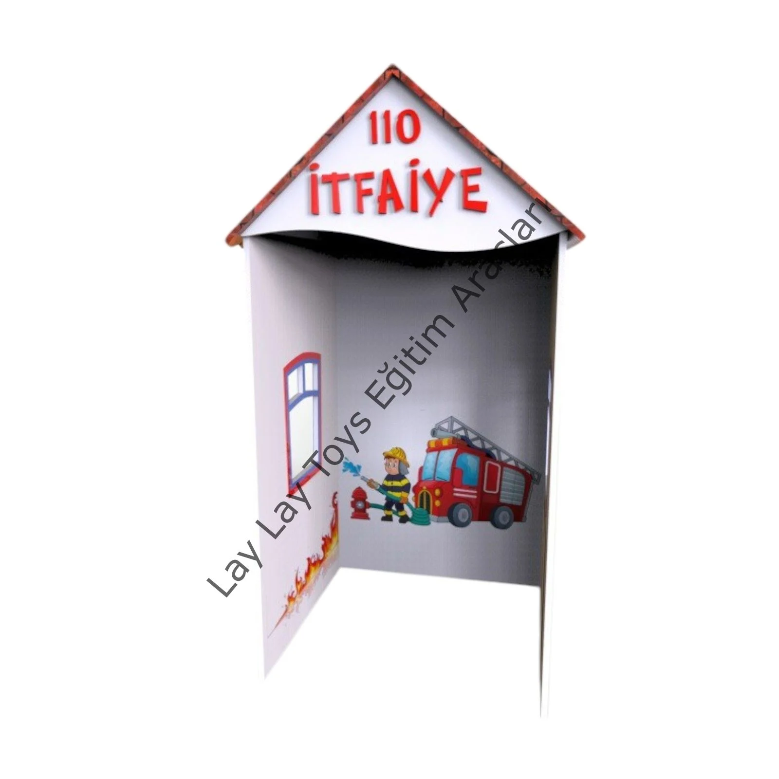 Ahşap itfaiye merkezi anaokulu ve kreşler için ilgi köşesi oyun alanı
