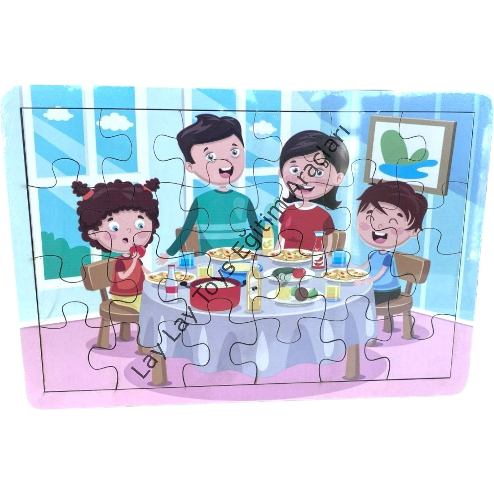 Ahşap kahvaltı yapıyoruz puzzle anaokulu ve kreşler için 24 parçalı eğitici çocuk puzzle seti