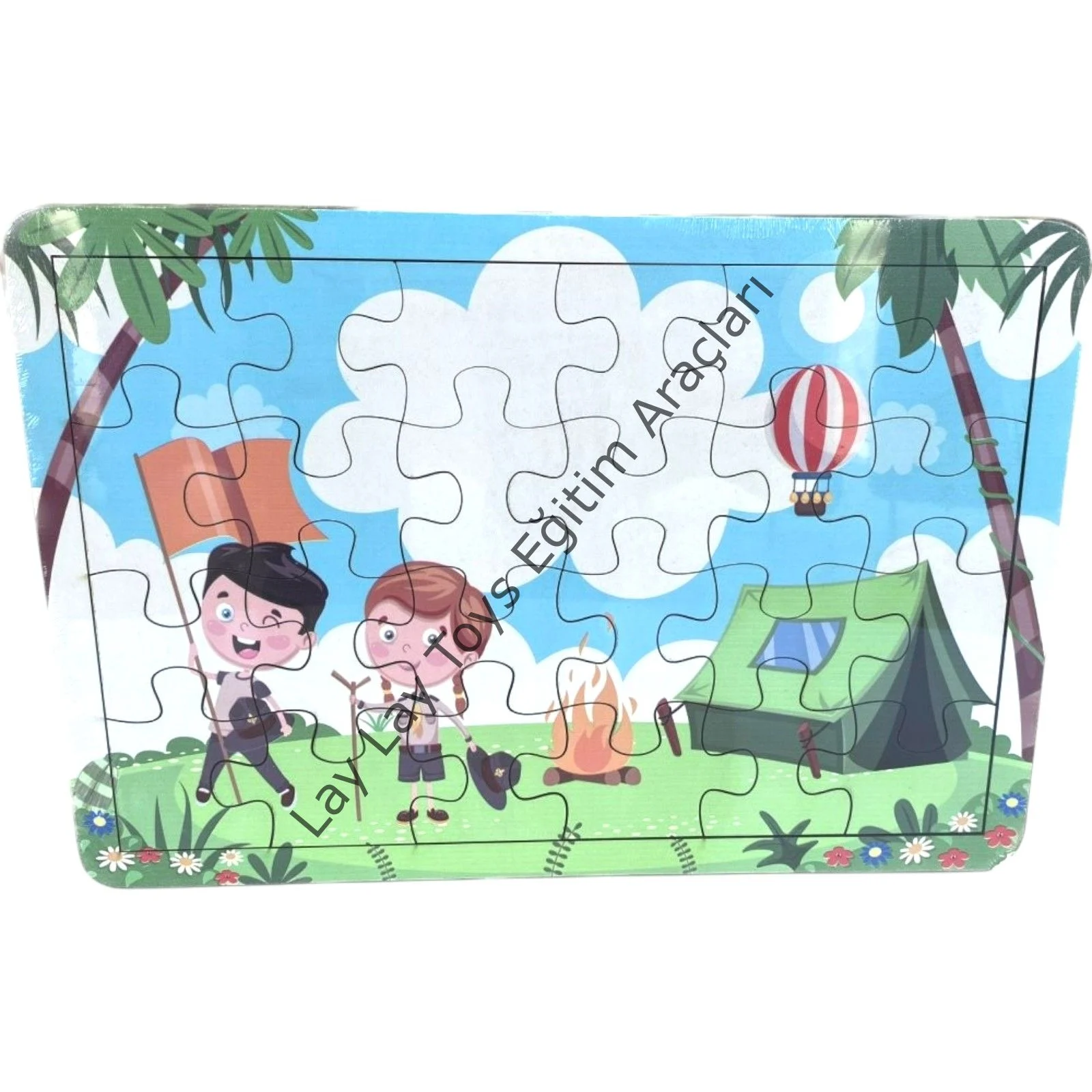 Ahşap kampta yaşam puzzle anaokulu ve kreşler için eğitici çocuk puzzle seti