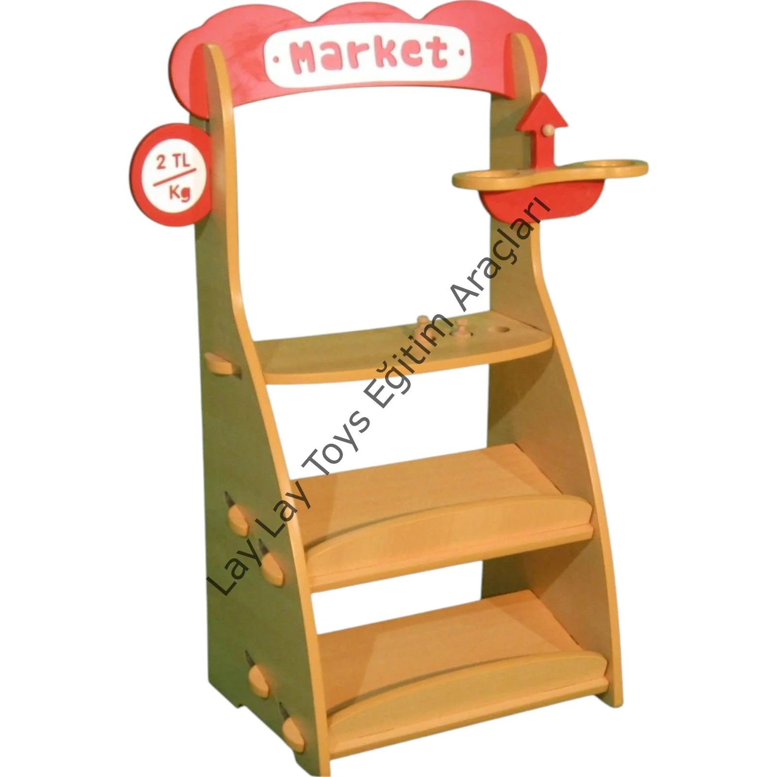 Anaokulu için ahşap manav market seti kayın