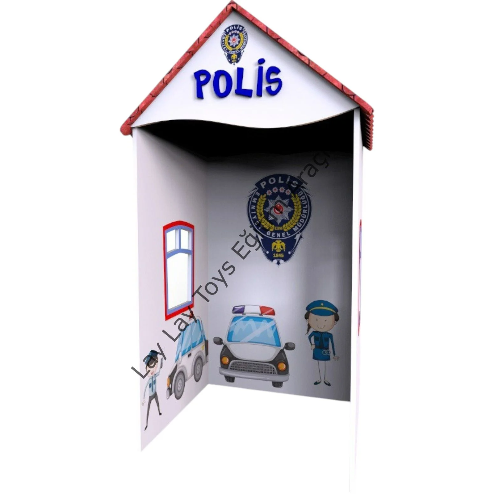 Ahşap polis merkezi anaokulu ve kreşler için ilgi köşesi oyun merkezi