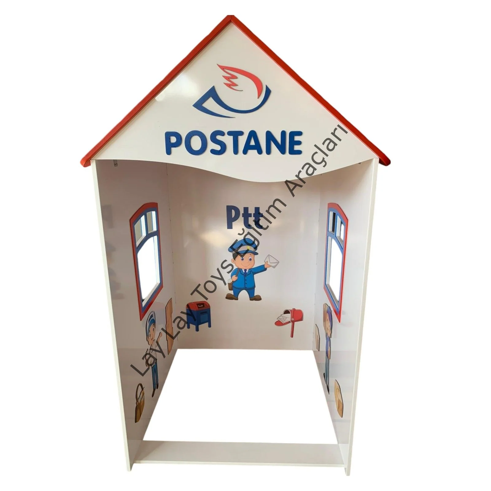 Ahşap postane merkezi anaokulu ve kreşler için ilgi köşesi oyun alanı