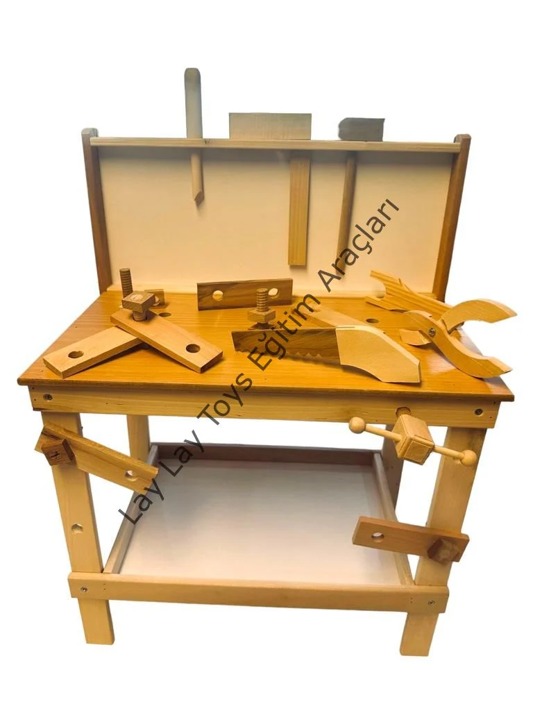 anaokulu için boyasız ahşap tamir seti çocuk tamir tezgahı