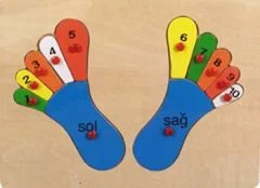 Ahşap ayak puzzle anaokulu kulplu eğitici oyuncak