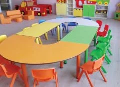 anaokulu için mdf lam tablalı metal ayaklı çocuk masa takımı