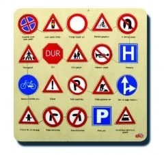 Trafik İşaretleri Puzzle 33x33 cm ahşap anaokulu eğitici oyun
