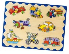 Araçlar Kulplu Ahşap Puzzle 30x30 cm anaokulu eğitici oyun