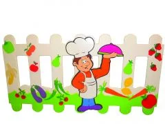 anaokulu ve kreş için aşçı figürlü ahşap kalorifer kapama çiti