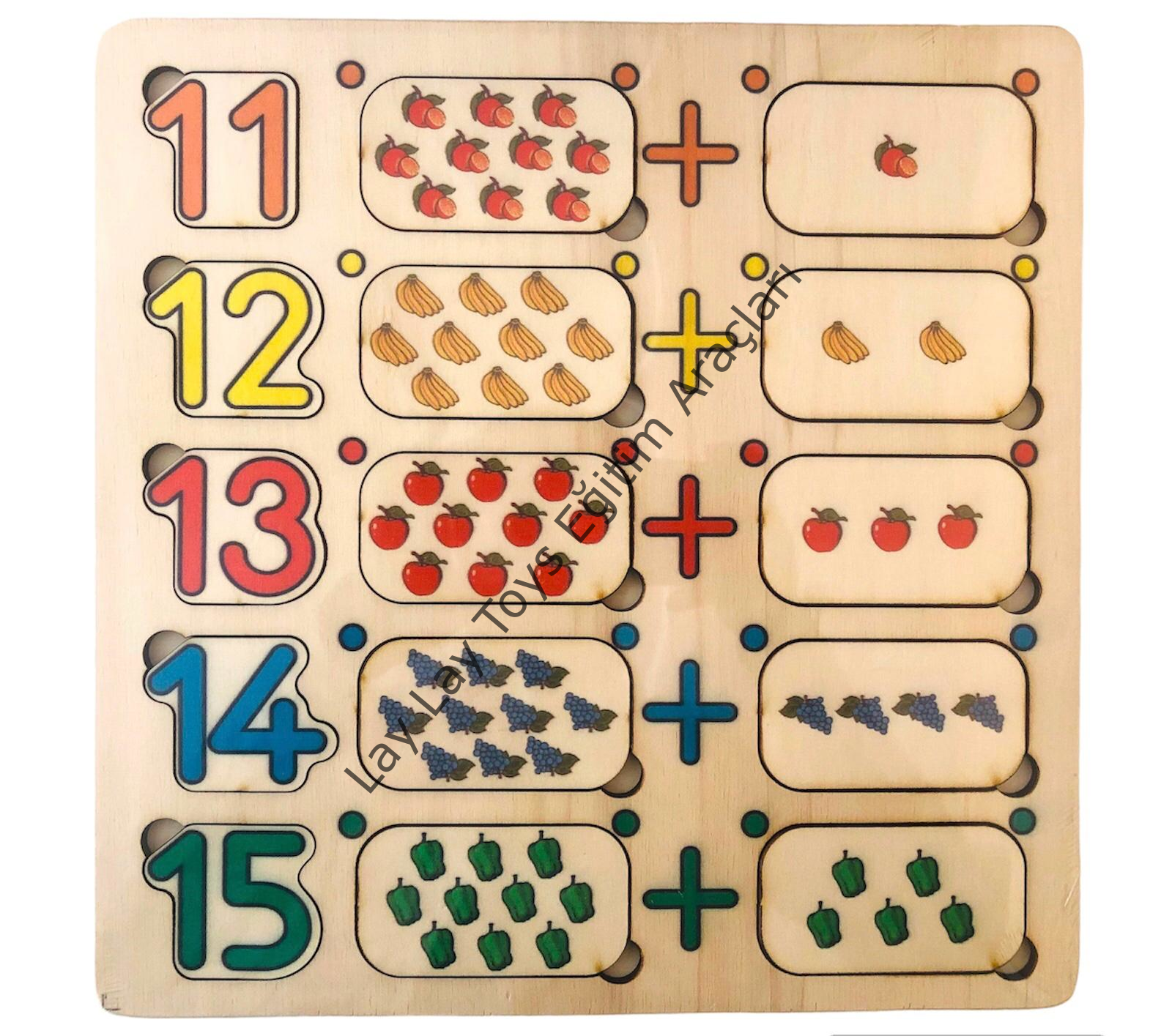 anaokulu için benzer kümeleri eşleştirme 11’den 15’e ahşap matematik puzzle