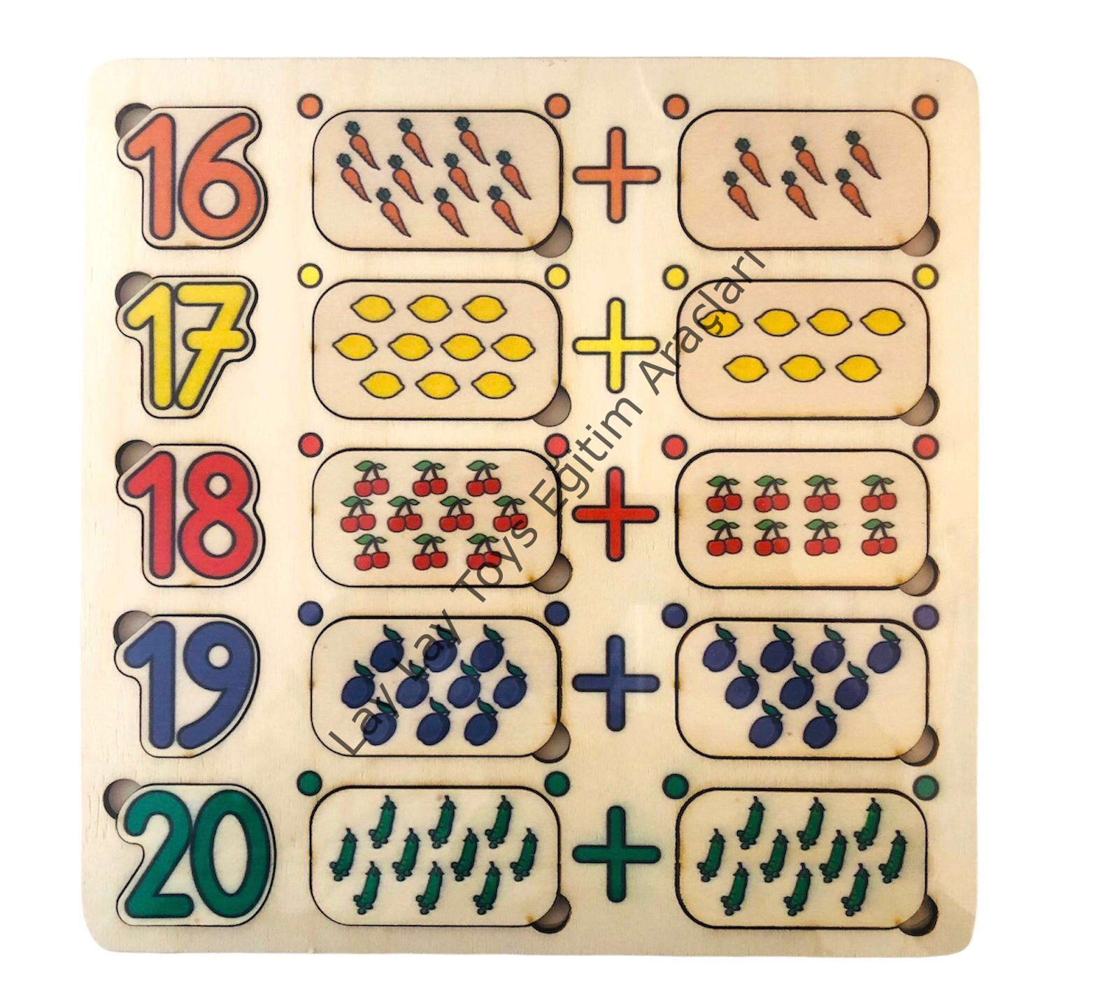 anaokulu için benzer kümeleri eşleştirme 16’dan 20’ye ahşap matematik puzzle