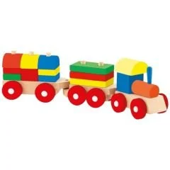 Anaokulu ve kreş için ahşap blok tren eğitici oyuncak