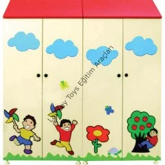 anaokulu için çatılı ayakkabılık vestiyer çocuk ayakkabı dolabı 160x160x40 cm