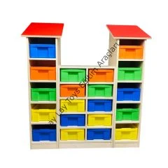anaokulu için 20 çekmeceli çift kuleli sınıf dolabı çocuk dolabı