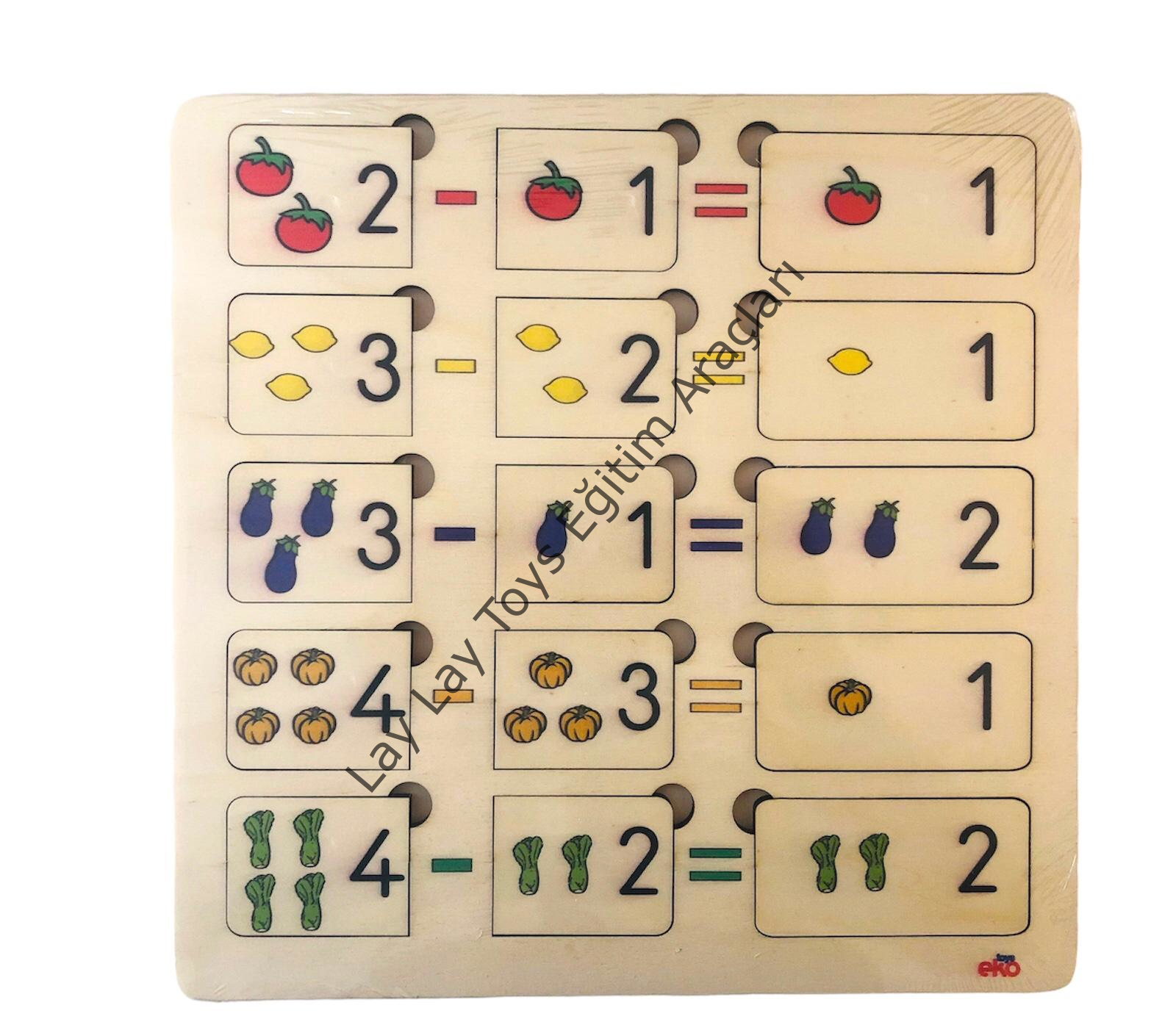 anaokulu için çıkarma işlemi puzzle ahşap matematik eğitici oyunu