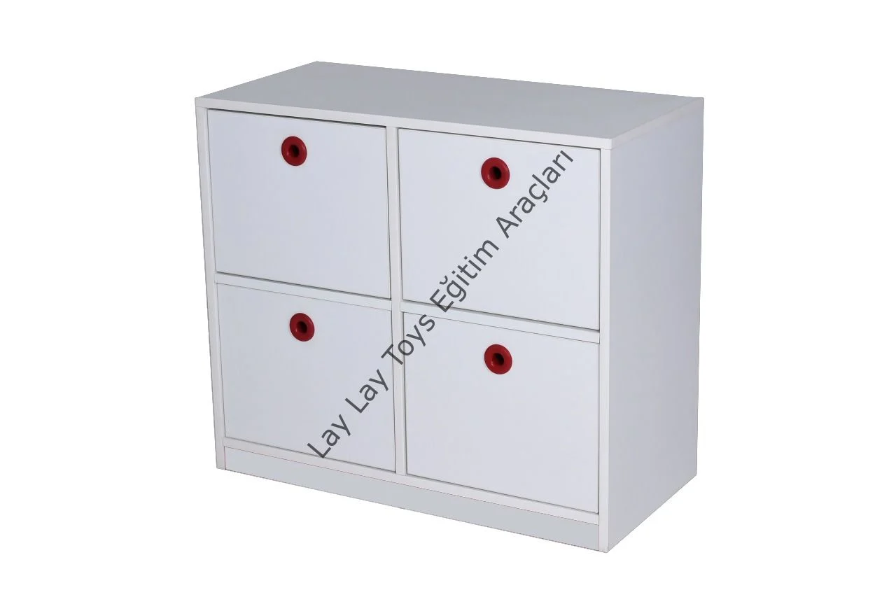 4 çekmeceli çocuk dolabı anaokulu ve kreşler için beyaz çekmeceli dolap