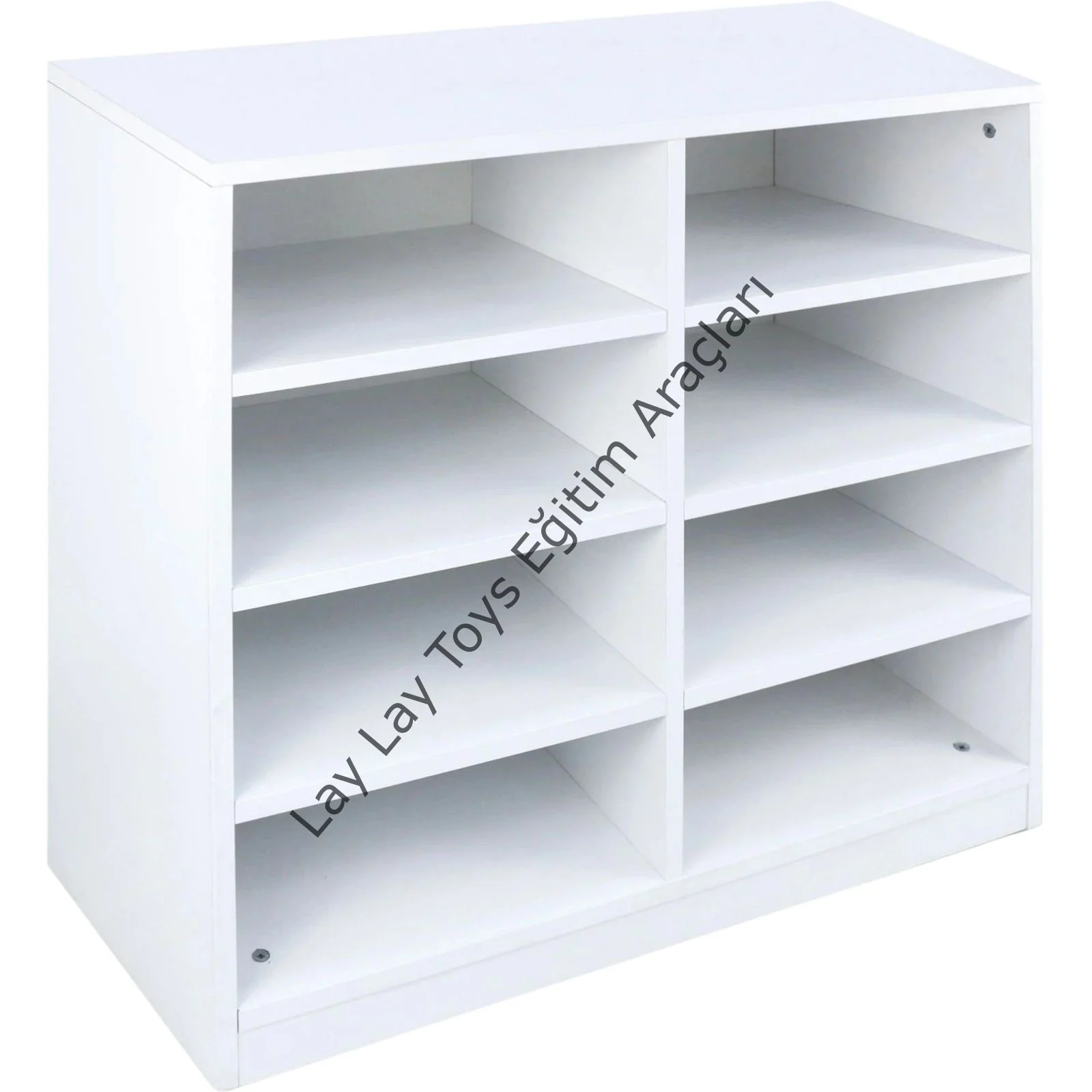 8 bölmeli çocuk dolabı anaokulu ve kreşler için beyaz raflı dolap
