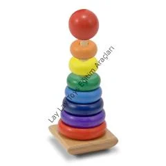 Anaokulu ve kreş için renkli ahşap gökkuşağı kule