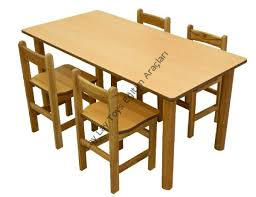 Dikdörtgen çocuk masası ahşap ayaklı 50x120 cm anaokulu ve kreş masası