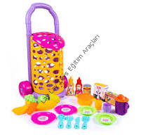 anaokulu için plastik çocuk pazar arabası eğitici oyuncak