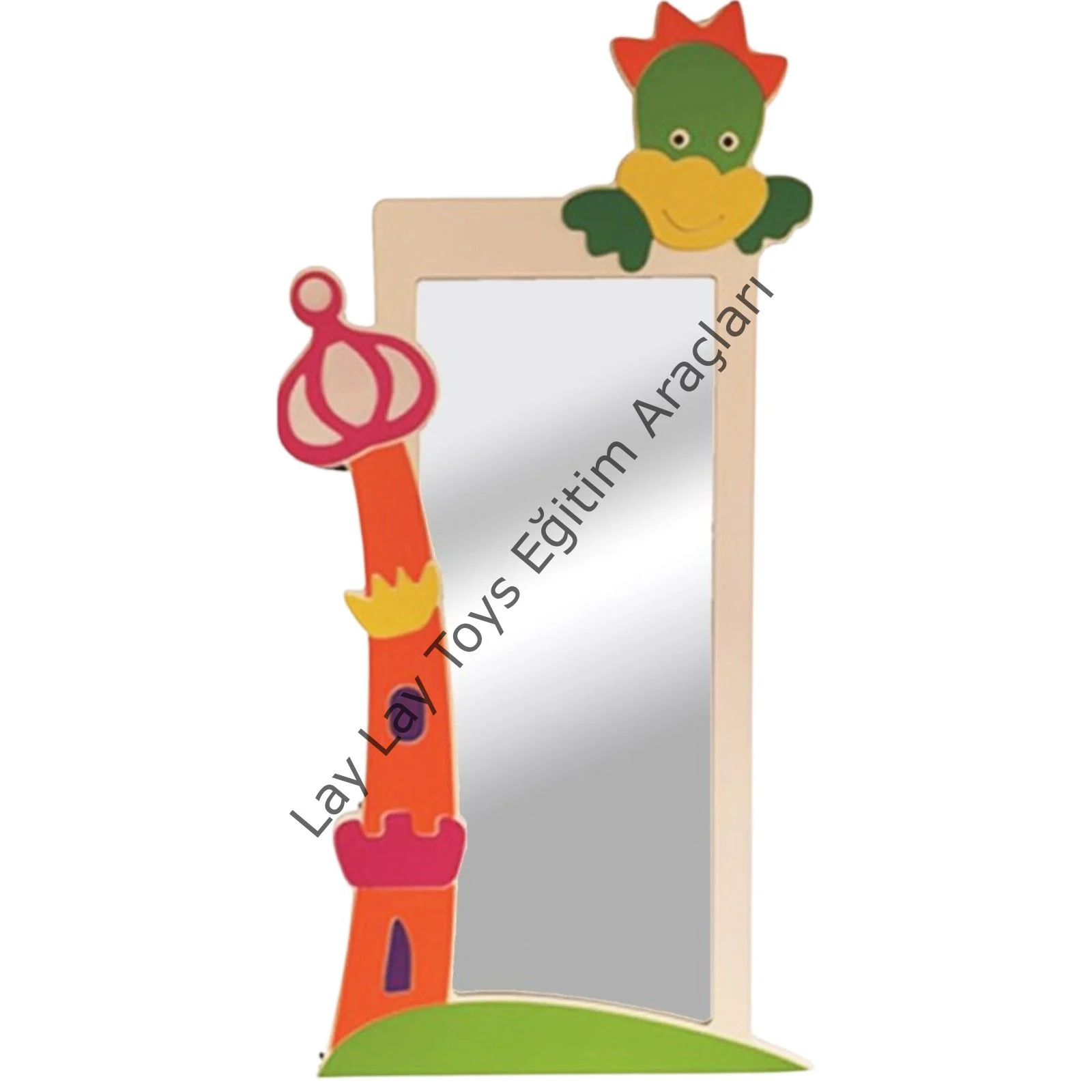 Ejderha figürlü boy aynası anaokulu ve kreşler için çocuklara uygun dekoratif ayna