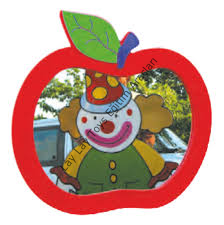 Elma figürlü lavabo aynası anaokulu ve kreşler için dekoratif çocuk aynası