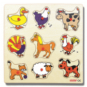 Evcil Hayvanlar Kulplu Ahşap Puzzle 30x30 cm anaokulu eğitici oyun