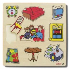 Evimiz Kulplu Ahşap Puzzle 30x30 cm anaokulu eğitici oyun