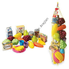 anaokulu için fileli market seti alışveriş ve mutfak oyuncağı