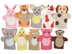 Hayvan figürlü el kuklası %100 pamuk anaokulu kukla