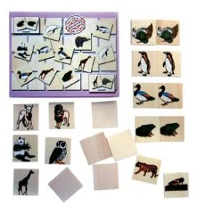 Hayvanlar Bellek Oyunu 36 parça ahşap hafıza kartı