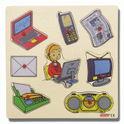 İletişim Araçları Kulplu Puzzle 30x30 cm ahşap eğitici oyun