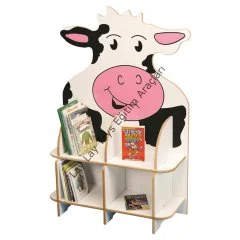 anaokulu için inek figürlü çocuk kitaplığı 119x80x30 cm