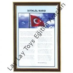 anaokulu ve okul için çerçeveli istiklal marşı eğitim panosu 35x50 cm