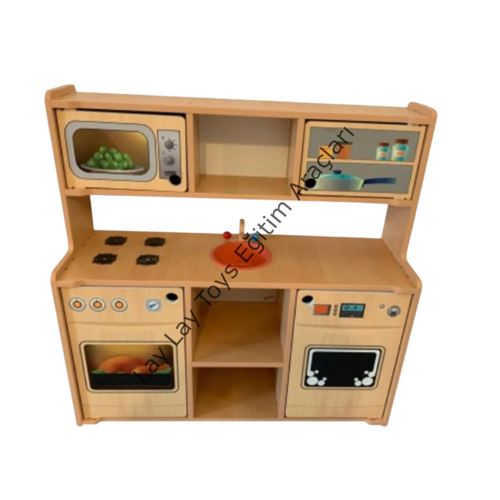 Kayın mutfak köşesi anaokulu ve kreşler için çocuk evcilik ve mutfak oyun köşesi