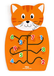 anaokulu için kedi figürlü ahşap duvar oyunu çocuk aktivite paneli