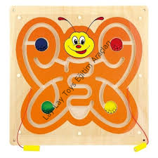 Kelebek mıknatıslı bilye takip oyunu anaokulu için el göz koordinasyon geliştirici ahşap oyun