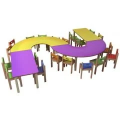 anaokulu için modüler 4 parçalı kreş çocuk masa takımı seti