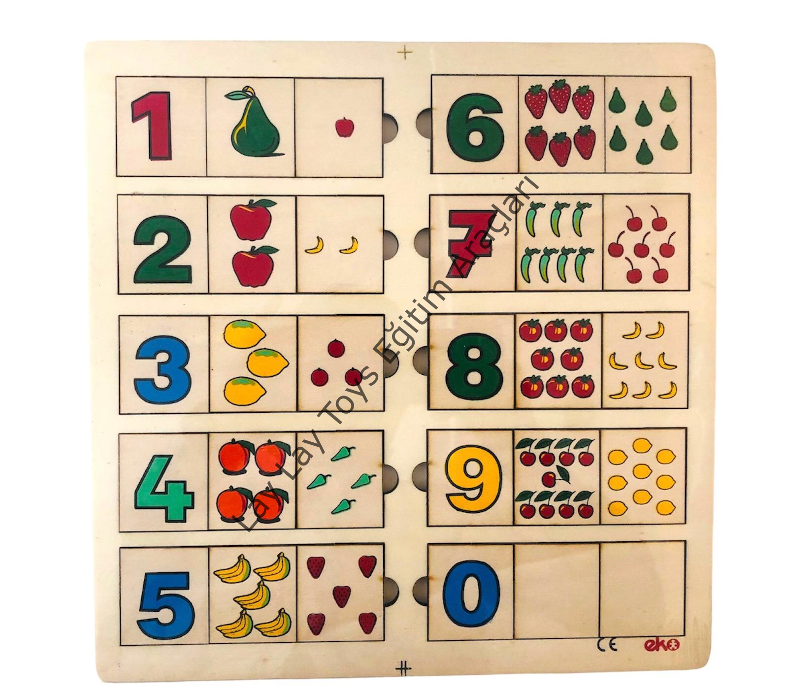 anaokulu için kümeleri eşleştirme 1’den 10’a ahşap matematik puzzle