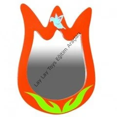 anaokulu için lale figürlü çocuk lavabo aynası 50x55 cm