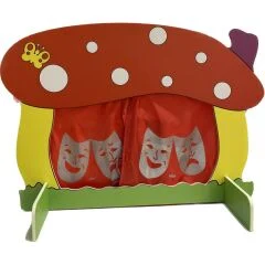 anaokulu için mantar figürlü masa üstü kukla sahnesi 70x50 cm