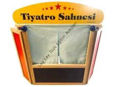 Masa üzeri ahşap kukla sahnesi 24x38x53 cm anaokulu