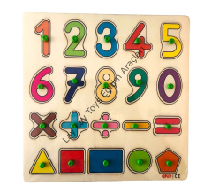 Matematik Öğreniyorum Kulplu Puzzle 33x33 cm 19 parçalı ahşap eğitici oyun