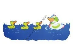 anaokulu için ördek figürlü ahşap duvar askılığı 140x55 cm