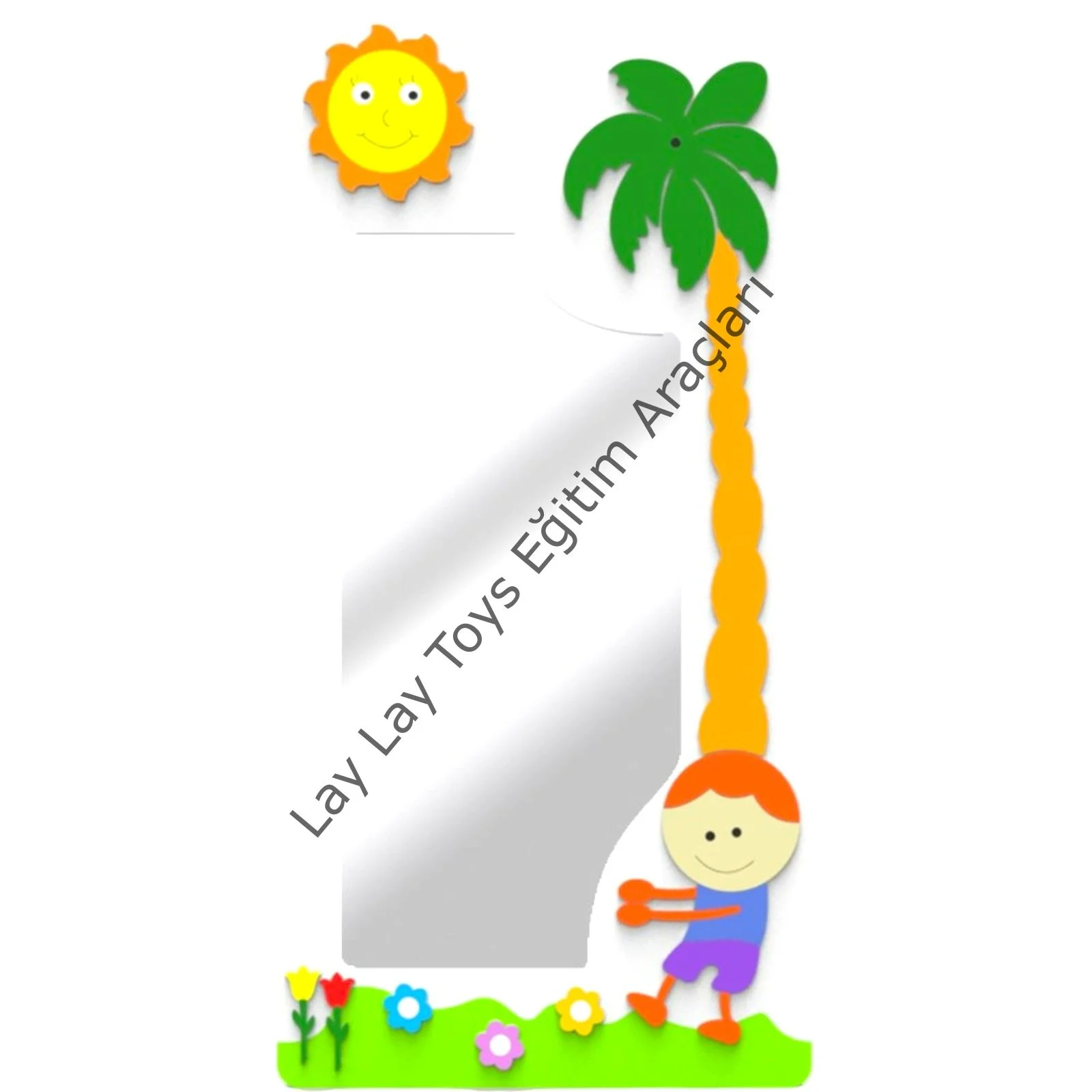 Palmiye figürlü boy aynası anaokulu ve kreşler için çocuklara uygun dekoratif ayna