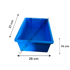 37x26x14 cm ölçülerinde mavi plastik çekmece anaokulu dolapları için saklama kabı