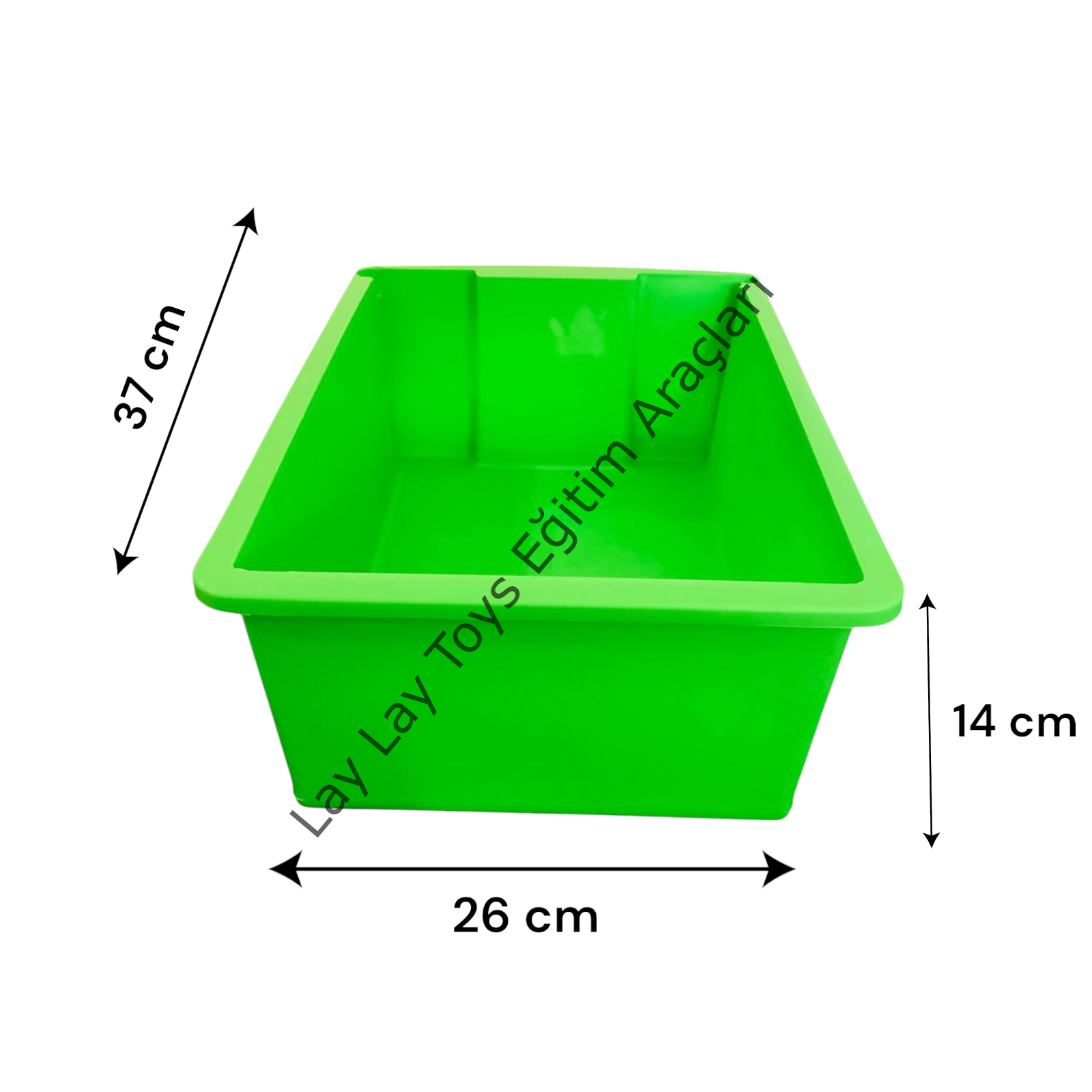37x26x14 cm ölçülerinde yeşil plastik çekmece anaokulu dolapları için saklama kabı